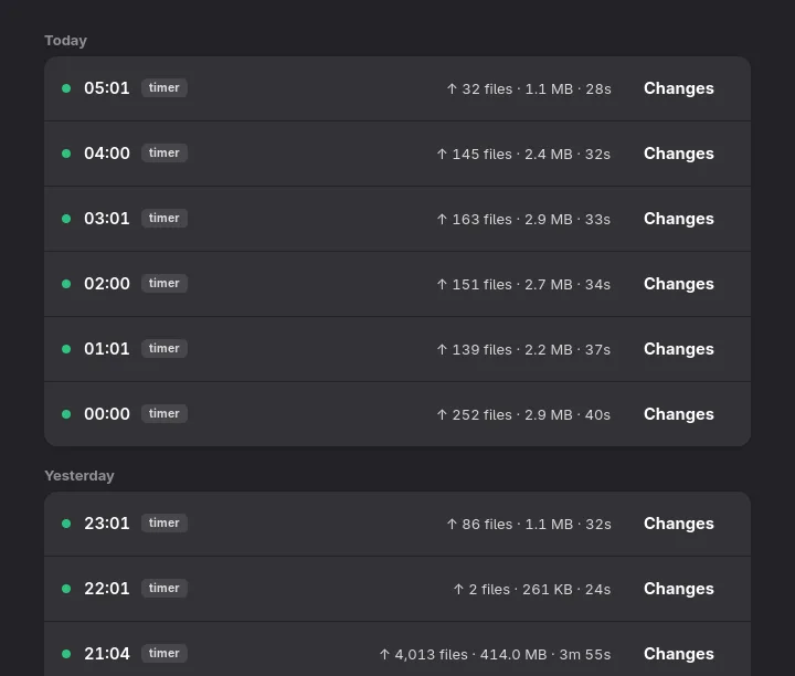 A change log for every run